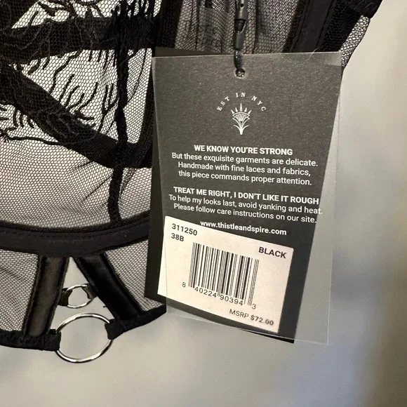 Thistle and Spire Black Sheer Bra - Picture 3 of 4